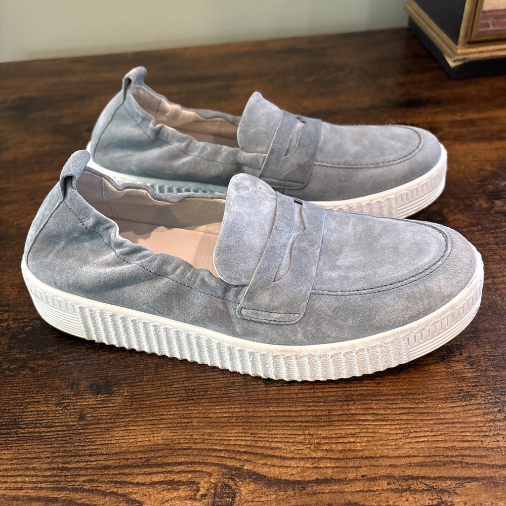Gabor Comfort G Women's Light Blue Suede Slip On Loafers Shoes size 5.5